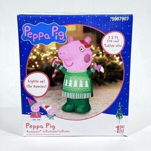 Peppa Pig Christmas Inflatable Gemmy 3.2 ft Yard Decor‎ Lights Up Indoor Outdoor
